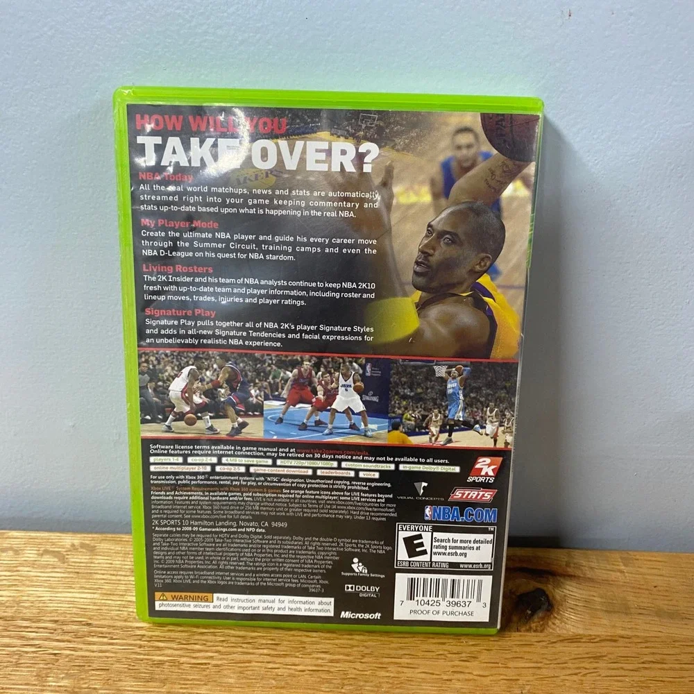 NBA 2K10 Xbox 360 Tenth Anniversary Edition Kobe Bryant Cover 2K Sports NTSC